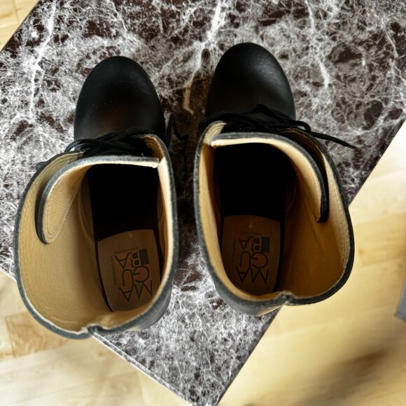 NWOT Maguba Casablanca Black Leather Lace Up Wedge Clog Ankle Boot Size 36 - Picture 4 of 6